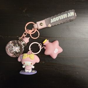 Sanrio My Melody Bundle Of 2 Pink Keychains Light Up And Globe